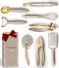 Styled Settings Beige and Gold Kitchen Utensils Set, 8-Piece