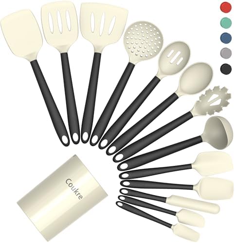 Coukre Silicone Kitchen Cooking Utensils Set, Heat Resistant, 14-Piece