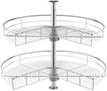 VEVOR 28" Kidney Shaped Chrome Corner Organizer, 360° Rotatble Kitchen Base Cabinet Blind Corner, 2 Tier Height Adjustable Storage Rack, Carbon Steel Lazy Susan Replacement Shelf for Cabinet Corner