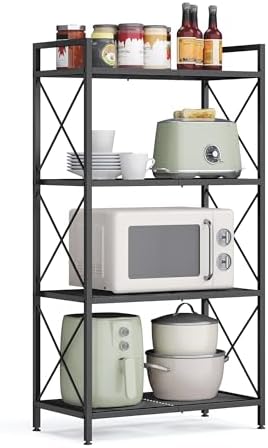 SONGMICS 4-Tier Steel Storage Rack, Shelving Unit with X Side Frames