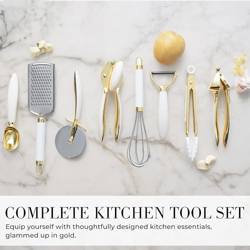 Styled Settings White & Gold Cooking Utensils Set, 8-Piece