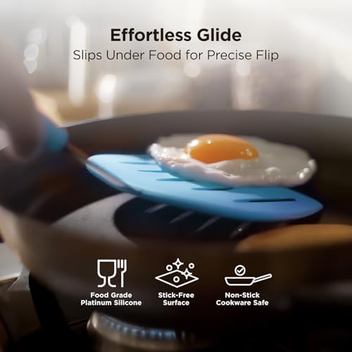 Kitchen Mama WaltzGrip Platinum Silicone Pancake Spatula Turner, Blue