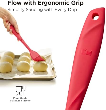 Kitchen Mama WaltzGrip Platinum Silicone Basting Pastry Brush, Red