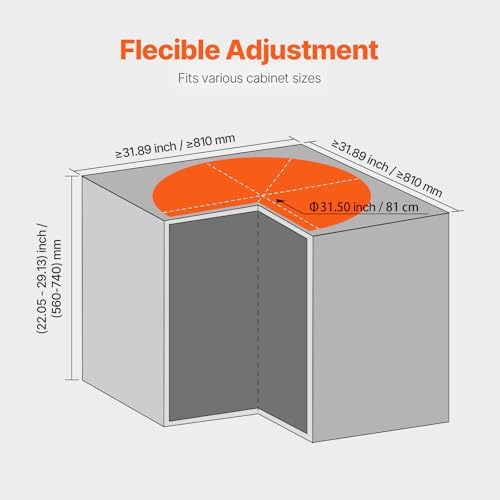 VEVOR 28" Kidney Shaped Chrome Corner Organizer, 360° Rotatble Kitchen Base Cabinet Blind Corner, 2 Tier Height Adjustable Storage Rack, Carbon Steel Lazy Susan Replacement Shelf for Cabinet Corner