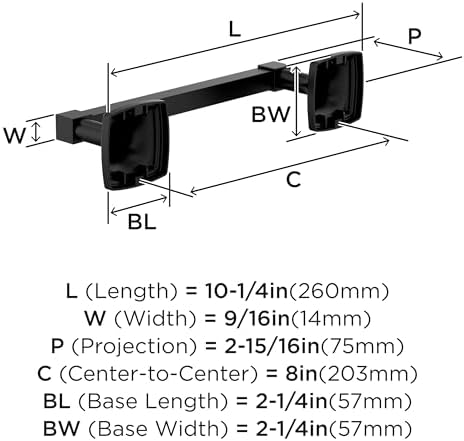 Amerock Stature 8" Matte Black Towel Bar
