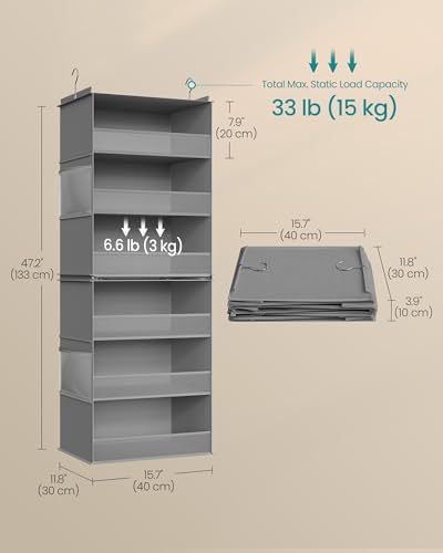 SONGMICS Widened Hanging Closet Organizer, 6-Tier, Separable，2 Pack