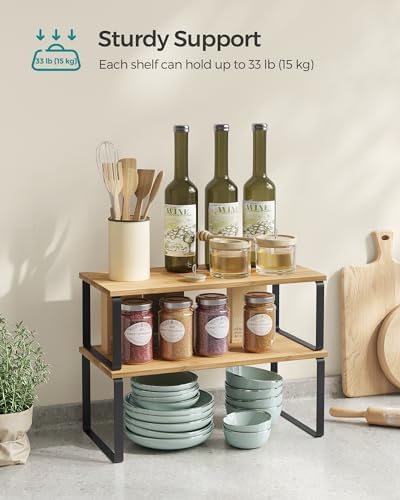 SONGMICS Cabinet Organizer Shelf, Set of 2 Spice Rack, Kitchen Storage