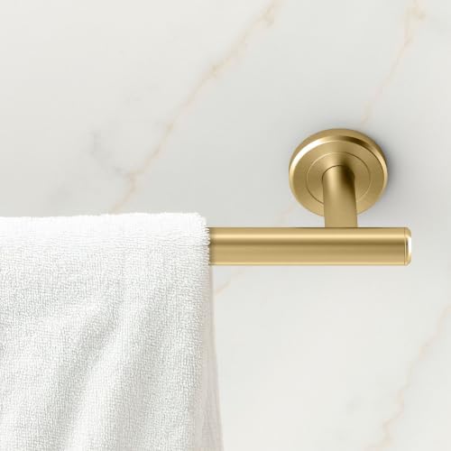 Gatco 4231 Latitude II 18-Inch Towel Bar, Wall Mounted Bathroom Towel Holder, Brushed Brass, Total Length 20.63"