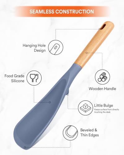 Badiano Silicone Cooking Spoon for Nonstick Cookwares, Multi-function,11.4"