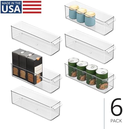 iDesign Stackable Fridge Storage Bin with Handle, Set of 6, Clear