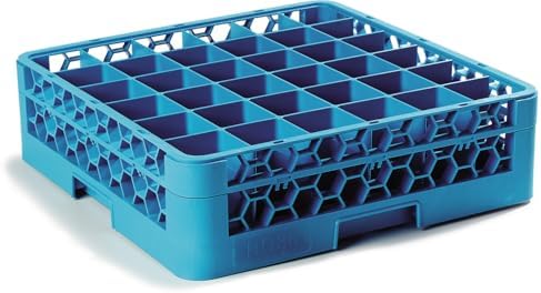 Carlisle FoodService Products 36 Compartment Glass Racks with 1 Extender - Fits 2.69" Diameter White Wine Glasses, Tumblers, Narrow Bowl Stems, 2.94" Compartments, Tamper Proof, Blue