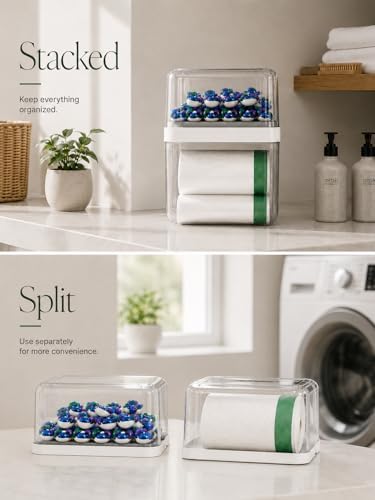 Trash Bag Dispenser Dishwasher Pods Organizer, Clear Acrylic Garbage Bag Holder Under Sink Organizer, Laundry Pods Container Kitchen Pantry Laundry Room