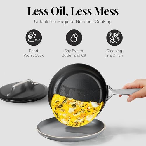 Gotham Steel Modern 11 Pc Ceramic Cookware Set, Elegantly Designed Pots and Pans Set Non Stick with Steamer, Induction Bottom, Premium Stay Cool Handles, Non Toxic PFOA Free, Oven & Dishwasher Safe
