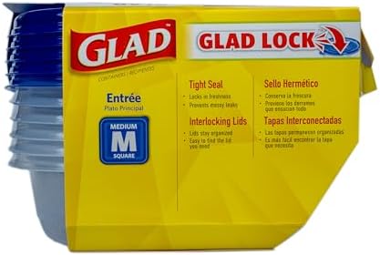 Glad GladWare Entree Food Storage Containers, Medium, 25 Oz, 5 Count, 2-Pk