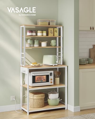 VASAGLE Coffee Bar, 31.5 Inches 6-Tier Baker's Rack with 6 Hooks