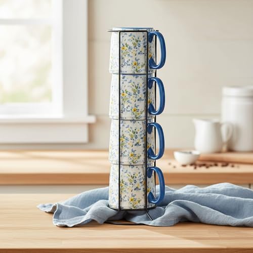 10 Strawberry Street Bella Flora Espresso Demitasse Stack, Set of 4 (Meadowlight)