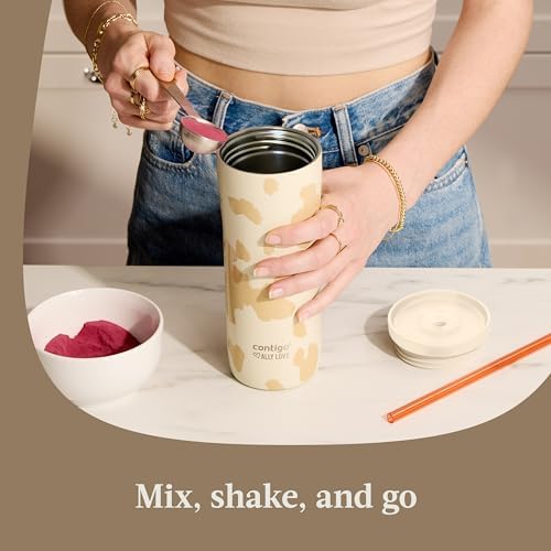 Contigo Streeterville 2.0 Insulated Stainless Steel Travel Tumbler with Flex Straw and AUTOCLOSE Lid, Reusable Iced Coffee Cup, 24oz, Oatlmilk