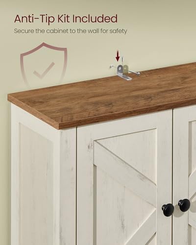 VASAGLE Over the Toilet Storage Cabinet, Doors, Adjustable Shelves, 23.6''W