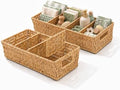 2PCS Rattan Pantry Organizer Baskets with Removable Dividers