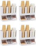 Mind Reader Cup and Condiment Station, 13 Inch Countertop Coffee Bar Organizer with 6 Compartments, Storage Caddy for Cups, Lids and Packets, Plastic, White 13" L x 6.4" W x 11.5" H (Pack of 4)