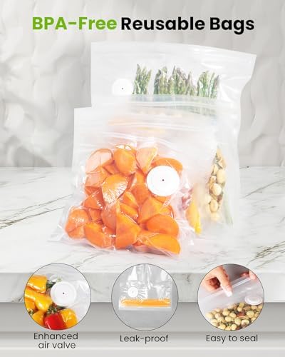 FEPPO Vacuum Sealer for Food with Visible Water Tank, 30 Reusable Bags