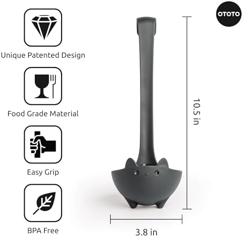 OTOTO Katie Cat Soup Ladle - Halloween Gifts Black Cat, Gothic Gifts, Gifts for Cat Lovers - Spooky Cat Gift, Cute Kitchen Accessories, Fun Gifts (Katie Cat, Black)