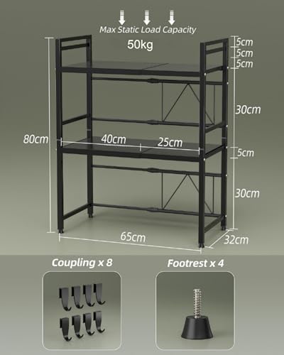 NETEL 3 Tier Expandable Microwave Stand countertop,Microwave Oven Rack