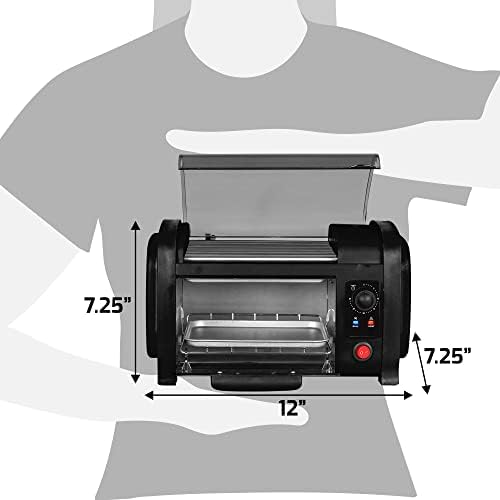 Elite Gourmet EHD-051B Hot Dog Toaster Oven, Steel Rollers, 4-Bun, Black