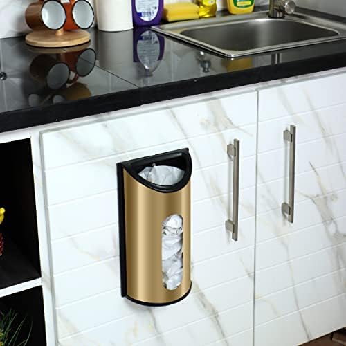 Utopia Kitchen Grocery Plastic Bag Holder and Dispenser for Plastic Bags - Easy Wall Mount Bag Saver - Stainless Steel (Gold, Medium (Pack of 1))