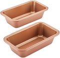 Ayesha Curry Bakeware Nonstick Meatloaf/Loaf Pan Set, Two 9 Inch x 5 Inch, Copper