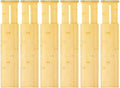 VaeFae 6 Pack Bamboo Drawer Dividers, 4" High Adjustable 16.6" - 21.8" Clothes Drawer Organizers, Expandable Separators for Bedroom/Bathroom/Kitchen/Office Storage