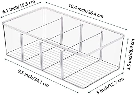 Vtopmart 10 Pack Food Storage Organizer Bins, Clear Plastic, 4 Compartments