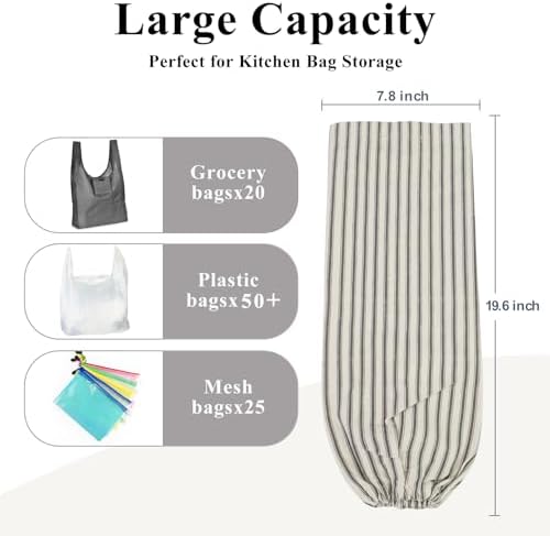 TOGETRUE Plastic Bag Holder, Wall Mount Grocery Bag Holder, Reusable Trash Bags Organizer for Home Kitchen Pantry Decor (Black)