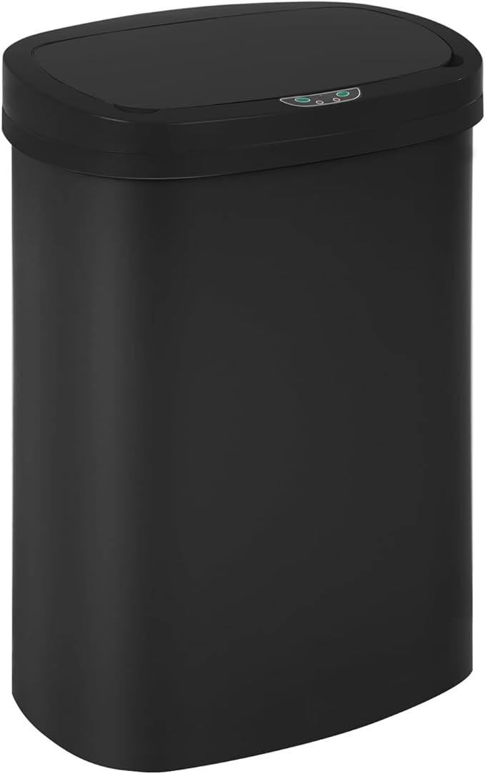 BestOffice Black Plastic Touch Free High-Capacity Garbage Can by BestOffice