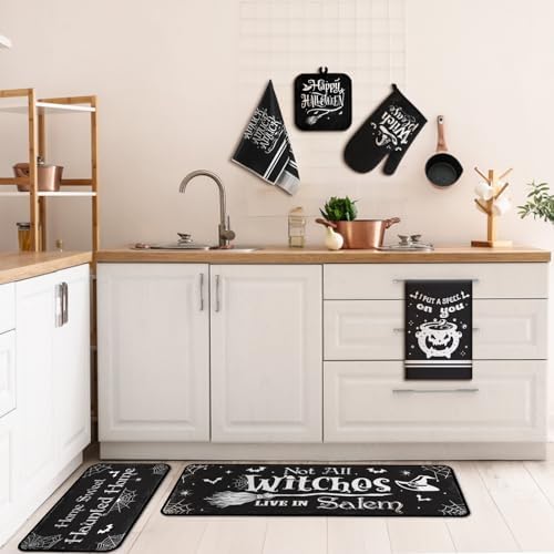 Fanfanwin 10 Pcs Halloween Kitchen Decor Accessories Set Witch Style