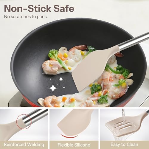 NCUE 28-Piece Silicone Kitchen Utensils Set with Stainless Steel Handles
