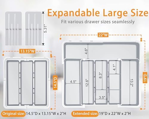 Utensil Organizer for Kitchen Drawer Expandable Silverware Drawer Organizer