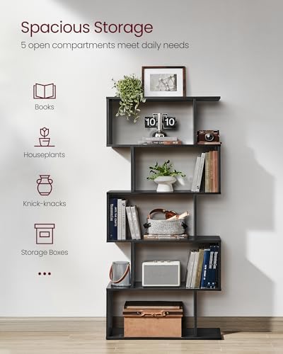 VASAGLE 5-Tier Bookcase, Open Storage, 27.6 x 9.5 x 62.6 Inches