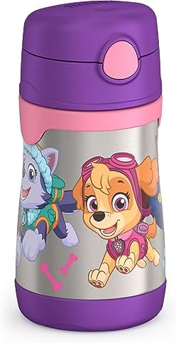 THERMOS Vacuum Insulated Stainless Steel 10oz Straw Bottle, Paw Patrol Girl (Pack of 3)