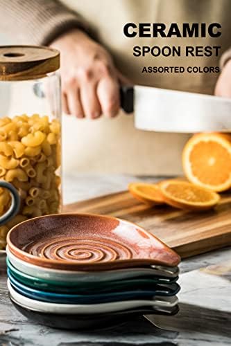 LAUCHUH Spoon Rest for Stove Top, Ceramic Spoon Holder for Kitchen Counter
