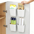 4 Pack Cabinet Door Organizer, Self Adhesive Wall Mount Storage Bins, No Drilling Food Grade ABS plastic for Kitchen, Bathroom, Refrigerator, Wardrobe, Under Sink, Desktop Sundries