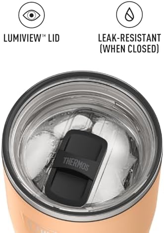 THERMOS Icon Series 24oz Stainless Steel Tumbler with Slide Lock Lid, Leakproof, Fits Cupholder, Dishwasher Safe, Griptec™ Non‑Slip Base, Keeps Drinks Hot 6 Hrs/Cold 22 Hrs, Melon