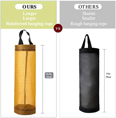 TOGETRUE Plastic Bag Holder, Mesh Grocery Bag Holder Hanging Storage Bag Dispenser (Yellow 2 Packs)