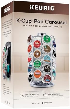 Keurig Storage Carousel, Coffee Pod Storage, Holds up to 36 Keurig K-Cup Pods, Silver