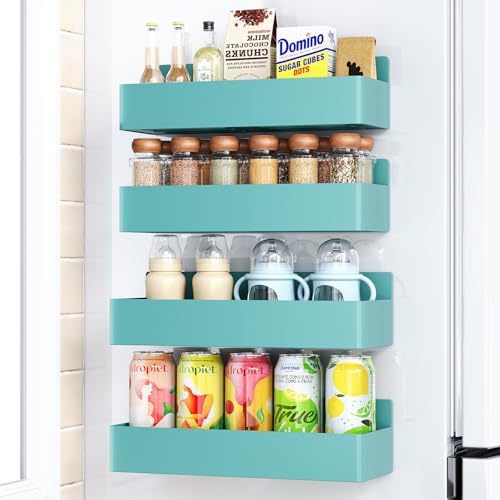 Mystozer Magnetic Spice Rack for Refrigerator Blue, 4 Pack