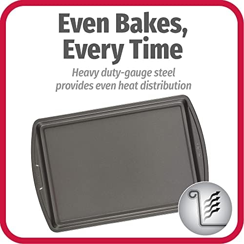 GoodCook Everyday Baking Sheet Set Nonstick Carbon Steel Standard-Sized Cookie Sheets for Even Baking, Bakeware Set Includes 3 Pans with Scratch-Resistant Finish, 13x9-Inch, Gray