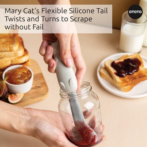 OTOTO Jar Scraper Spatula - Silicone Scraper, Cute Kitchen Accessories, Unique Fun Cooking Kitchen Gadgets for Foodies - BPA-free & 100% Food Safe (Mary Cat)