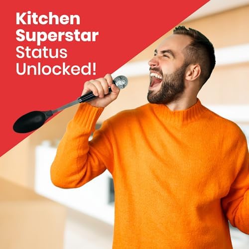 Microphone Spoon Kitchen Utensil - Fun Novelty Cooking Gadget & Unique Gift for Musicians, Singers, Karaoke Stars - Music Themed Housewares