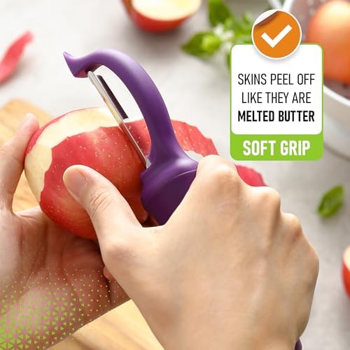 Spring Chef Swivel Vegetable Peeler w/Ergonomic Handle, Set of 2, Purple