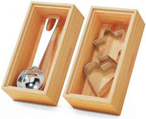 Small Bamboo Kitchen Drawer Organizer Boxes 6" x 3" Stackable Wood Tray